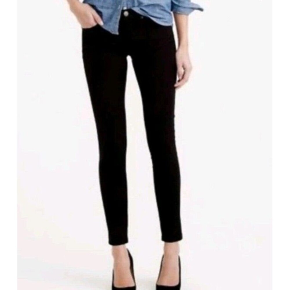 JCrew 9" Toothpick Black Velvet‎ Stretch Skinny Jeans Size 26